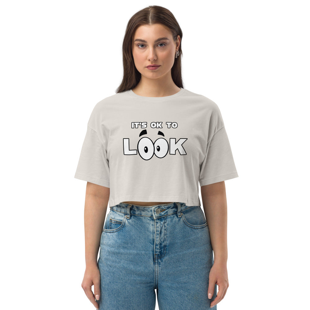IT'S OK TO LOOK - Loose drop shoulder crop top