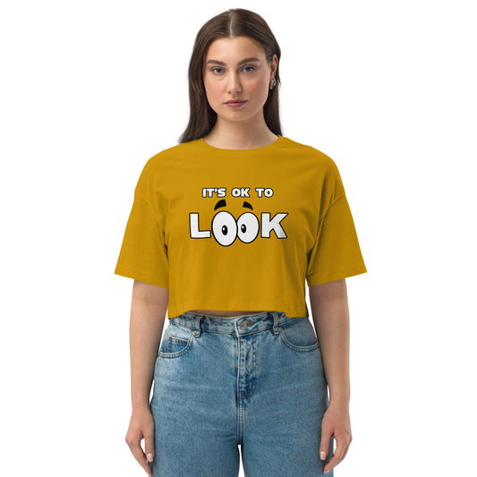 IT'S OK TO LOOK - Loose drop shoulder crop top