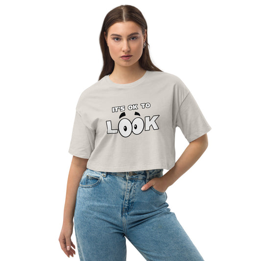 IT'S OK TO LOOK - Loose drop shoulder crop top